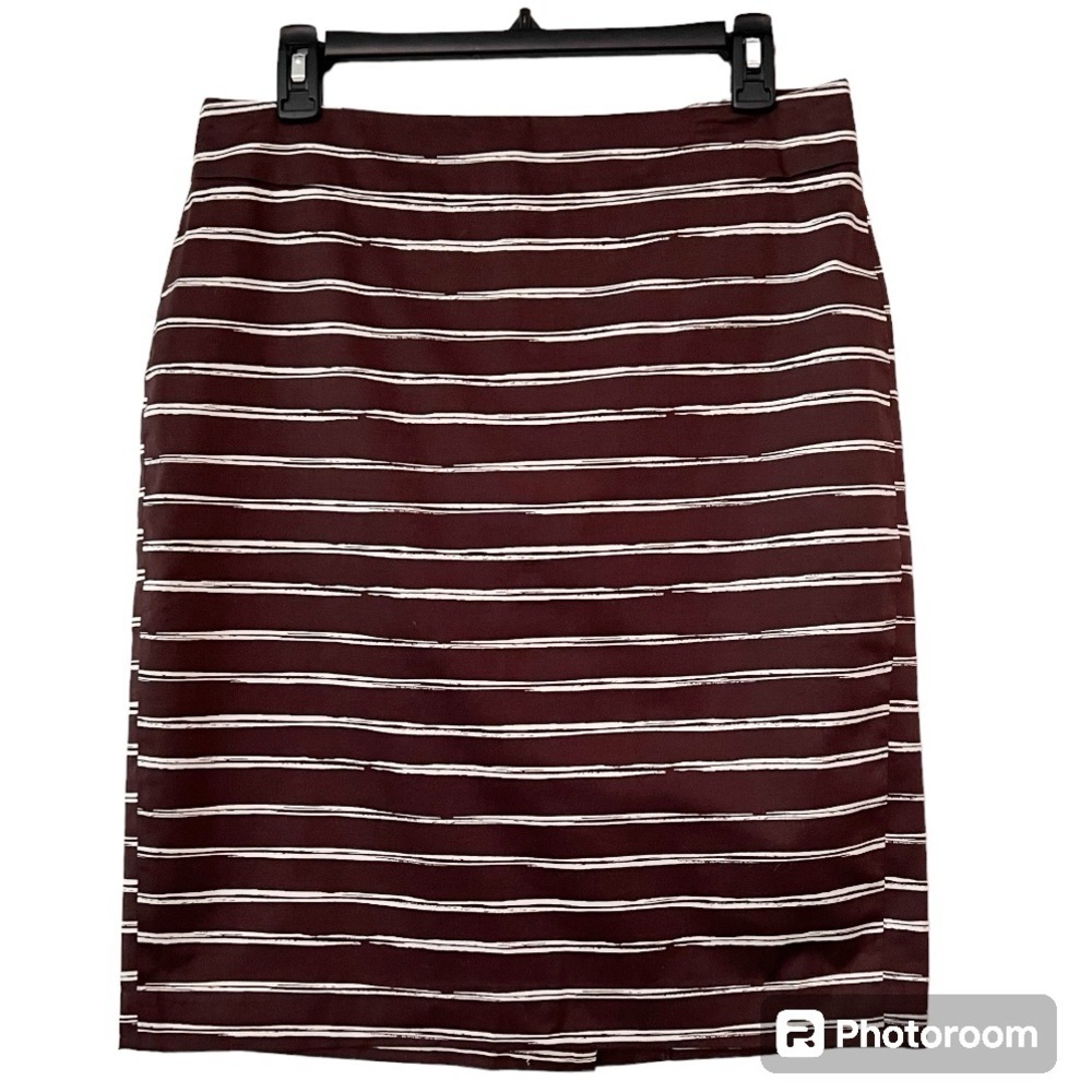 Ann Taylor Factory Brown and Cream Striped Pencil Skirt Size 8
